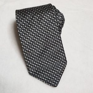 Ike Behar Black and Grey Geometric Tie